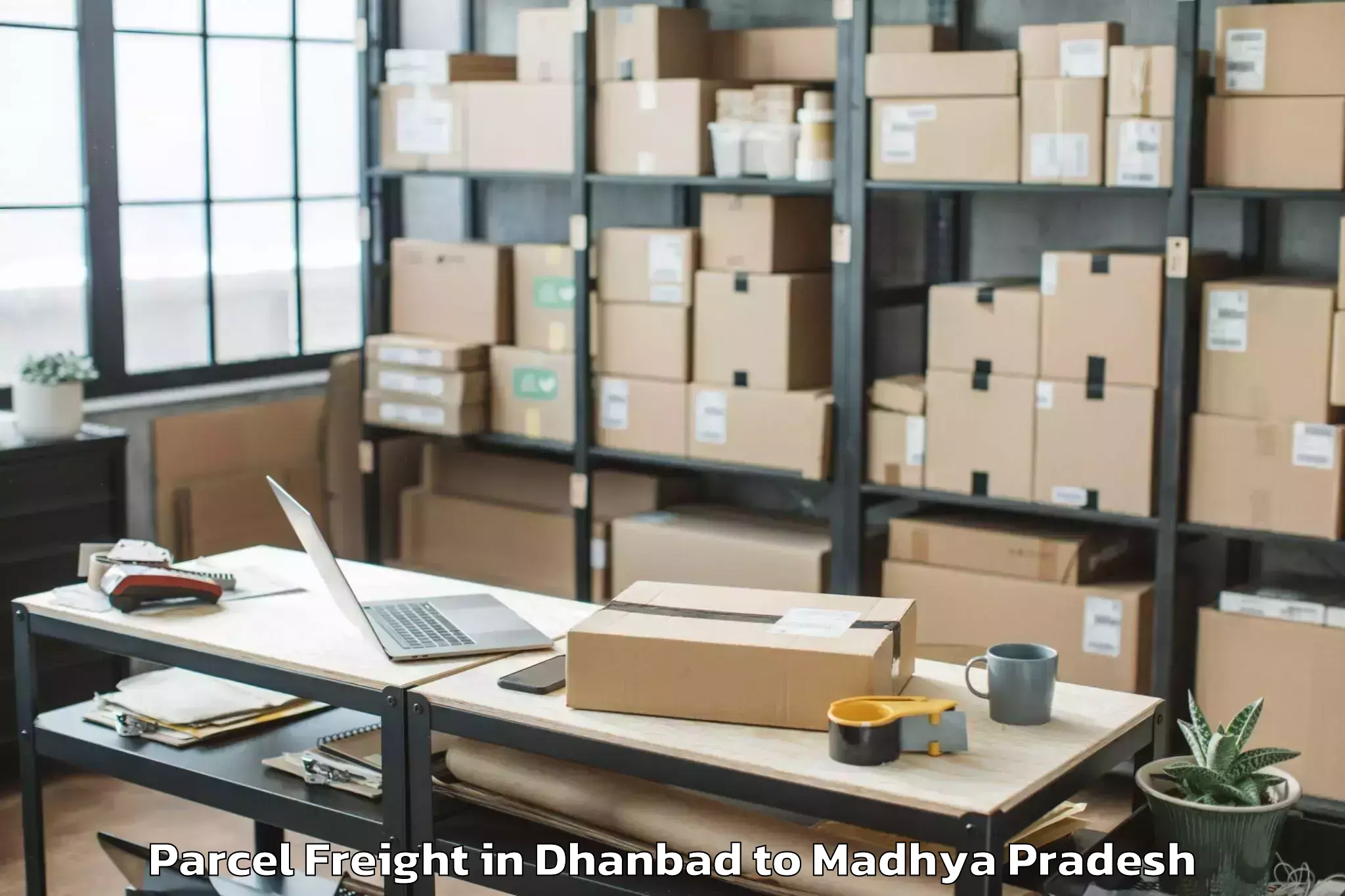 Leading Dhanbad to Bagli Parcel Freight Provider